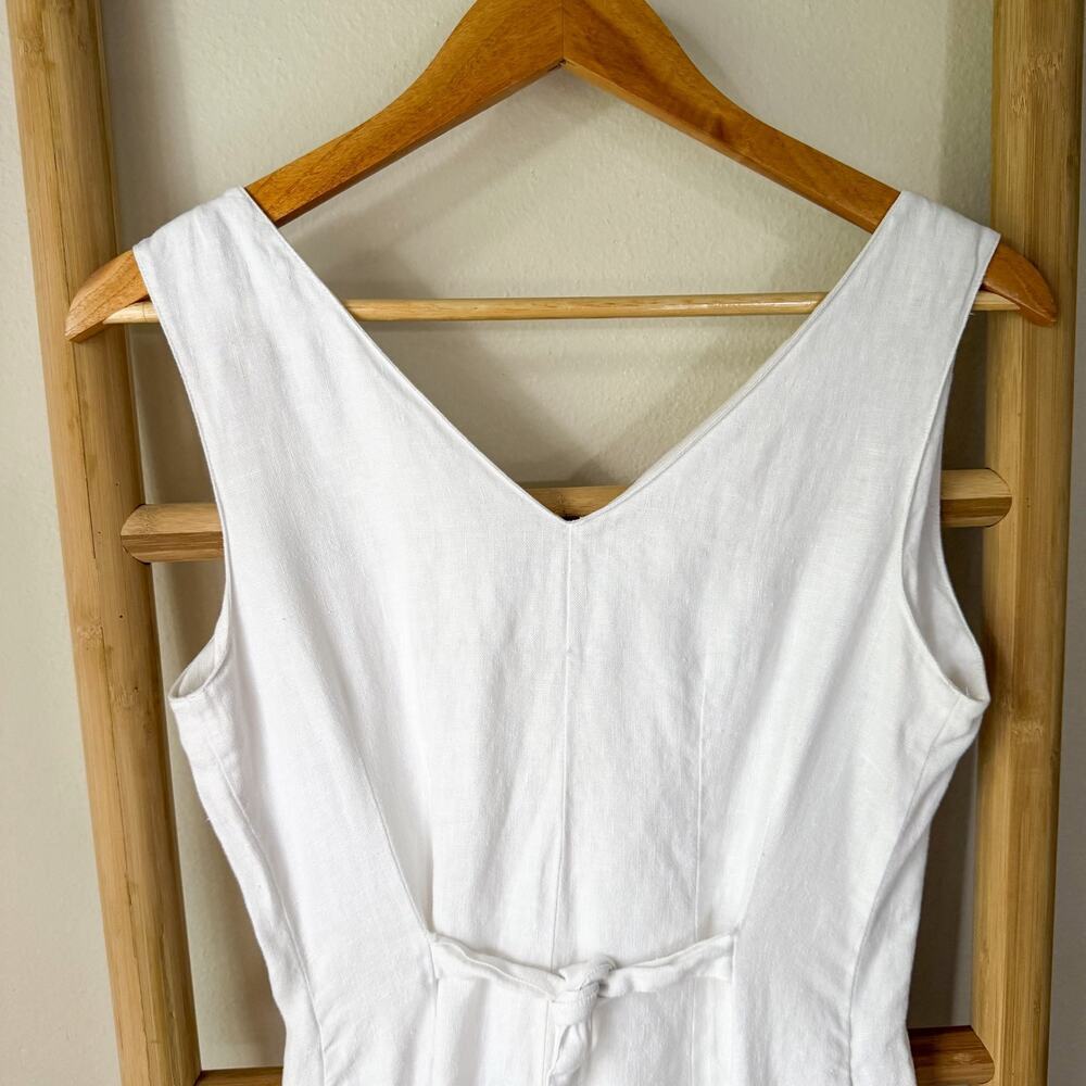 La Mode De Vie White Linen Blend Button Front Romper Women’s Size 3 Small - Picture 7 of 9